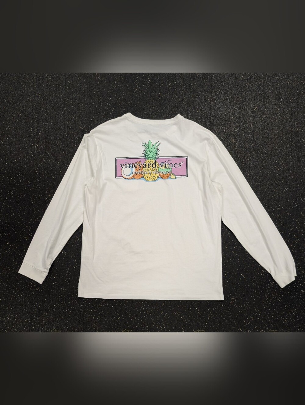 Vineyard Vines Bahama Mama Box White T-Shirt Long Sleeve Pineapple L
